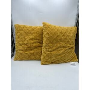 Throw Pillows Set of 2 Mustard Yellow Textured